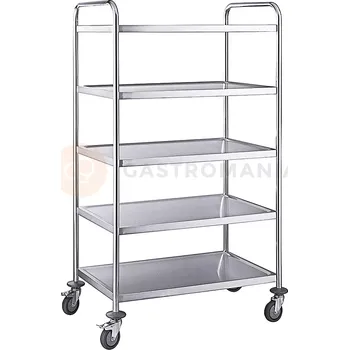 Servírovací stolek Číšnický vozík pětipolicový z nerezové oceli | CONTACTO, 7004/005