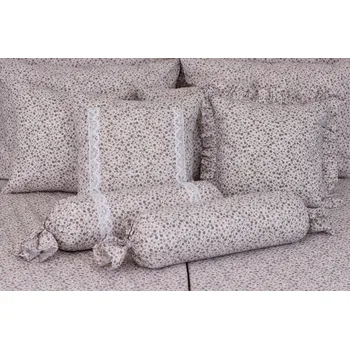 Povlečení Bavlněné povlečení HNEDÉ KYTIČKY světlé 140x200,70x90