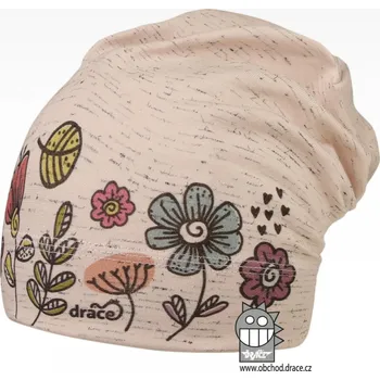 Čepice Bavlněná čepice Dráče - Polo 61, růžová melír, květy Barva: Růžová, Velikost: 48-50