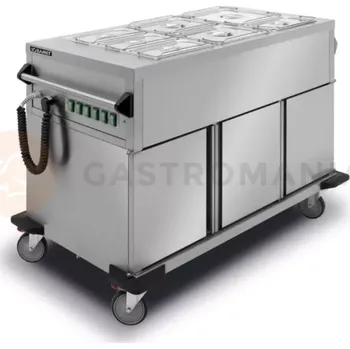 Výdejník vody Pojízdná vodní lázeň, 3xGN 1/1 200 mm s nezávislým ohříváním a ohřívacími skříňkami | LOZAMET, BJNS.3GN.C