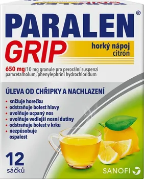 Lék na bolest, zánět a horečku Paralen Grip Horký nápoj citrón 12 sáčků