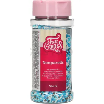 Výroba svíčky Dekorační sypání Nonpareils 80 g, mix bílá, černá, modrá | FUNCAKES, F51580