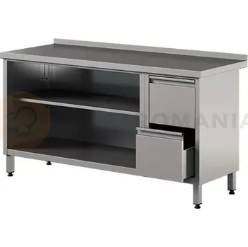 Nerezový dřez Nerezový přístěnný stůl se 3 zásuvkami a otevřenou skříňkou, bez dveří 1100x600x850 mm | ASBER, WM-116-PL-2DR-2S