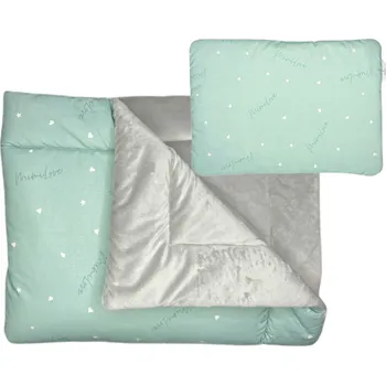 přikrývka Mimilove Set přikrývky nejen pro miminka s polštářkem Velvet Aqua Basic