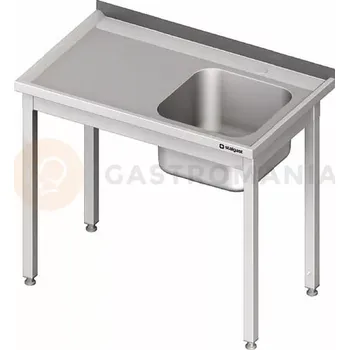 Kuchyňská linka Stůl nerezový s dřezem jednokomorovým na pravé straně a bez police 700x600x850 mm | STALGAST, 980646070