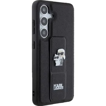 Pouzdro na mobilní telefon Zadní kryt Karl Lagerfeld Saffiano Grip Stand Metal Logo pro Samsung Galaxy S24, black