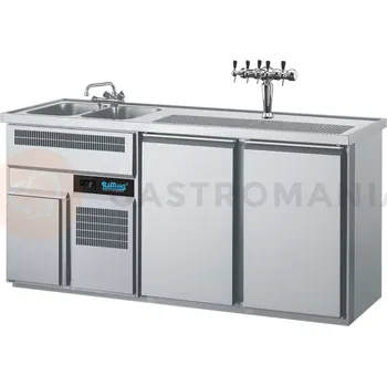 Chladící barový stůl 1950x700x980 mm, 2dvéřový, dřez na levé straně | RILLING, AGT M722L 81-1/1