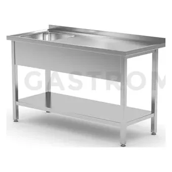 Nerezový dřez Stůl s umyvadlem a policí, levý, 1000x600x(h)850 mm | HENDI, 812631