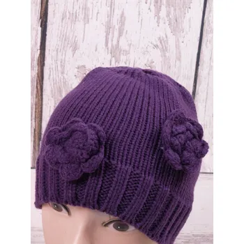 Čepice OSTATNÍ Čepice zimní fialová s květy velikost čepic: 50-52cm (2-4 roky, RDX vel. 4)