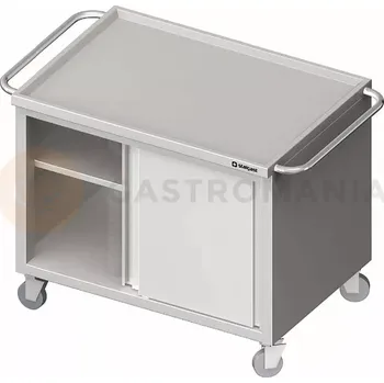 Kuchyňská linka Vozík nerezový se skříňkou s posuvnými dvířky 1100x600x850 mm | STALGAST, 982046110