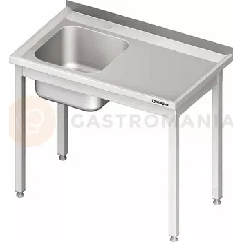 Kuchyňská linka Stůl nerezový s dřezem jednokomorovým na levé straně a bez police 1100x600x850 mm | STALGAST, 980666110