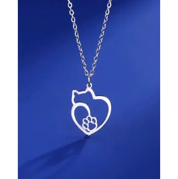 Řetízek Řetízek s přívěskem kočky v srdci