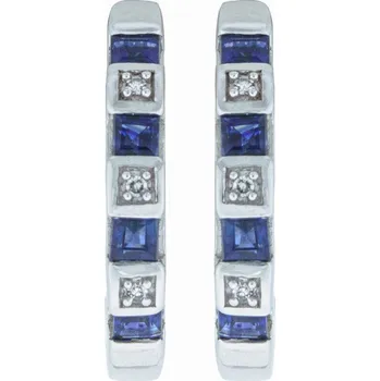 Náušnice Diamantové náušnice z bílého zlata a safíry KE05113378