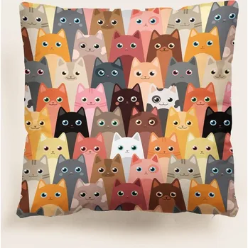 Povlak na dekorativní polštářek Povlak na polštář, různobarevné kočky