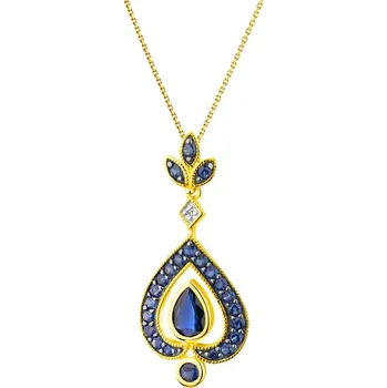 Přívěsek Zlatý přívěsek s diamantem a safíry - ryzost 585 - 203.173