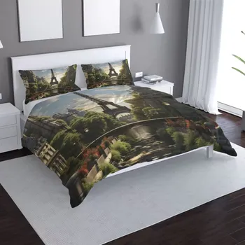 Povlečení Saténové povlečení Paříž Eifellova věž Art - Sablio - 140x200 / 90x70