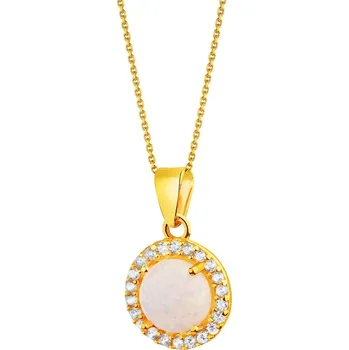 Přívěsek Zlatý přívěsek s opálem a zirkony - kroužek - AP531-8498