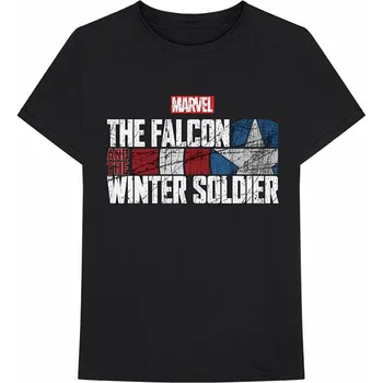 Pánská móda Marvel Comics tričko, Falcon &amp; Winter Soldier Text Logo Black, pánské XXL