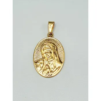 Přívěsek Ocelový přívěsek - Panna Maria oválná ve zlaté barvě
