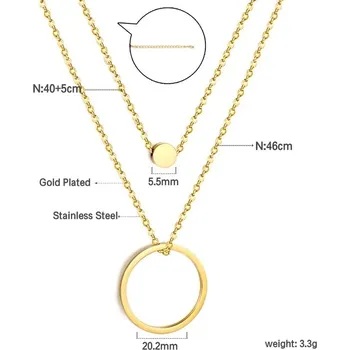 Náhrdelník Dvojitý náhrdelník z nerezové oceli - Kulatá B58G