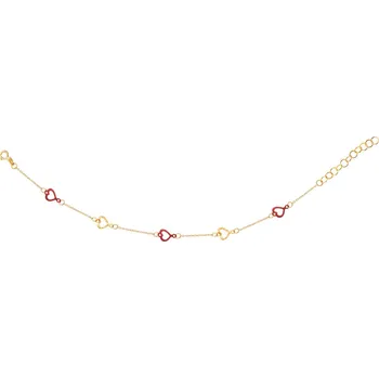 Náramek Zlatý náramek s barvenými dekorativními prvky, anker - srdce - AP532-4437