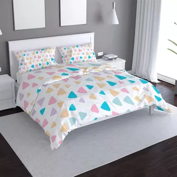 Povlečení Saténové povlečení Barevné trojúhelníčky - Sablio - 140x200 / 90x70