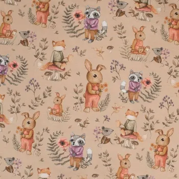 Úplet 22574 nude, králíčci s květy, š.150