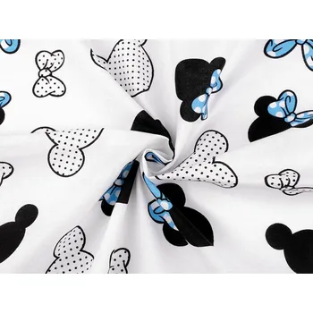 Bavlněná látka / plátno Mickey / Minnie Mouse METRÁŽ - 3 (345) bílá modrá