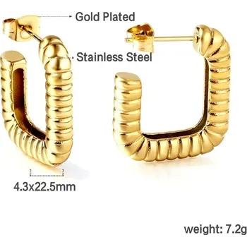 Náušnice Kruhové náušnice z chirurgické oceli ve zlaté barvě - 153G