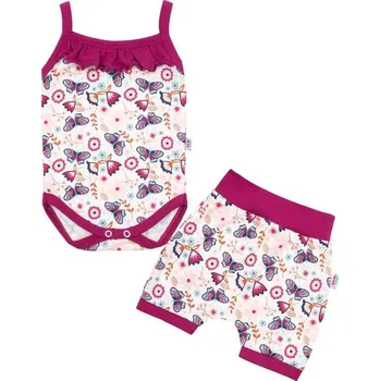 Kojenecká souprava Souprava letní - LITTLE GIRL motýlci s fuchsiovou - vel.86