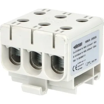 Stavebniny Svorka univerzální UK 50/3 A, 160A, 1pól., AL/CU, krytá, šedá, na DIN /2090304, ELEMAN 1006616