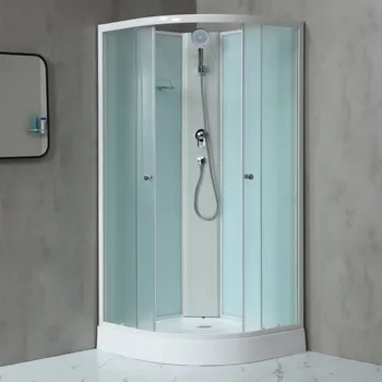 Masážní sprchový box WellMall Mild 90 čtvrtkruhový s panelem a nízkou vaničkou 90 x 90 cm bílý/Grape čirý