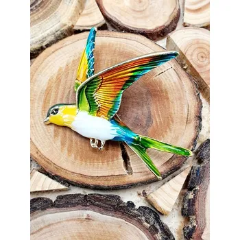 Brož Ptáček barevný - brož duhový