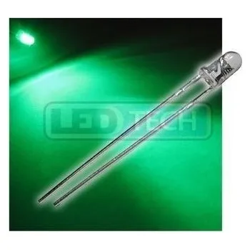 Polovodič LED dioda 3mm zelená round 30°