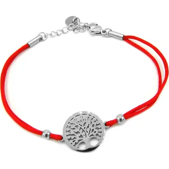 Náramek Steel Jewelry Náramek Šňůrkový STROM ŽIVOTA Červený NR240144 dárkové balení zdarma