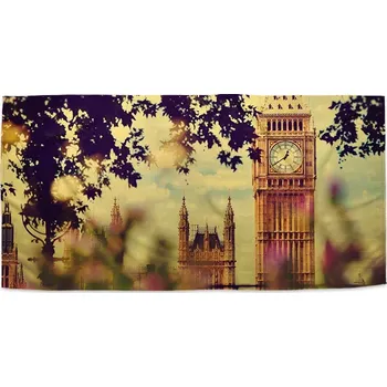 Ručník Ručník s potiskem Londýn Big Ben Flowers - Sablio - 50x100 cm