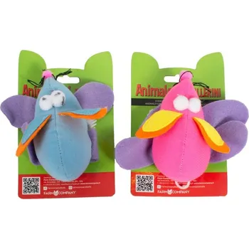 Hračka pro kočku Farm Company barevná plyšová myška se strojkem 11 cm (mix barev)