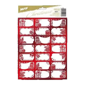 Vánoční dekorace Samolepky na dárky vánoční MFP červené 200x300mm/21ks 8885876