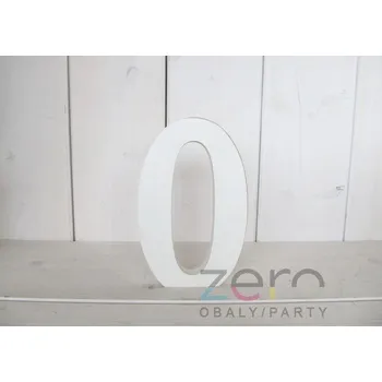 Svatební dekorace Číslo dřevěné '0' (18 cm) - bílá