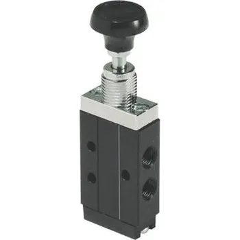 Instalatérský materiál Pneumatický miniaturní šoupátkový ventil, manuálně ovládaný 3/2, G1/8", pružina Parker B43003BXS