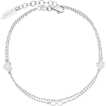 Náramek Stříbrný náramek - srdce, čtyřlístek, nekonečno - AP529-7000