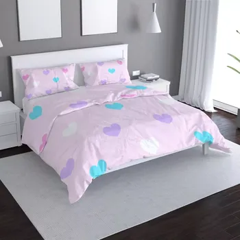 Povlečení Saténové povlečení Srdce vedle srdce - Sablio - 140x200 / 90x70