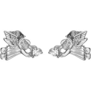 Náušnice Argento 67112 Stříbrné náušnice - anděl, čirý kulatý zirkon