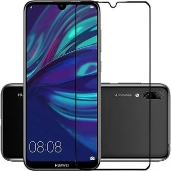 3x Picasee 3D tvrzené sklo s rámečkem pro Huawei Y7 2019 - černé - 2+1 zdarma