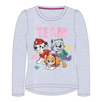 Dívčí tričko E plus M - Dívčí tričko s dlouhým rukávem Tlapková patrola / Paw Patrol Skye a Everest - šedé 122