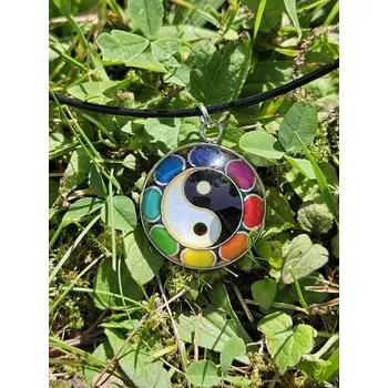 Náhrdelník Náhrdelník z kůže a oceli Jin - Jang č.9