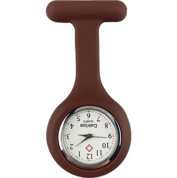 Módní doplněk Silikonové připínací kapesní hodinky nejen pro zdravotní sestru - Kávová hnědá