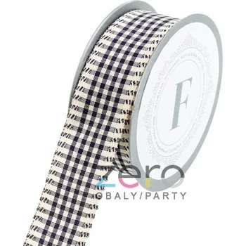 Stuha Stuha tkaná 4 cm x 10 m - káro krémové-modré