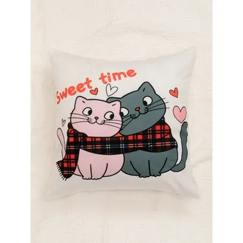 Povlak na dekorativní polštářek Povlak na polštář, zamilované kočky