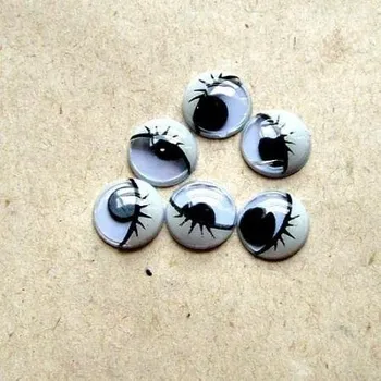 Oči 10mm kulaté s řasou 6ks